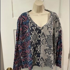 Large blue themed sweatshirt